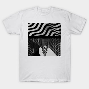 Black and White 3D geometric Eyes T-Shirt